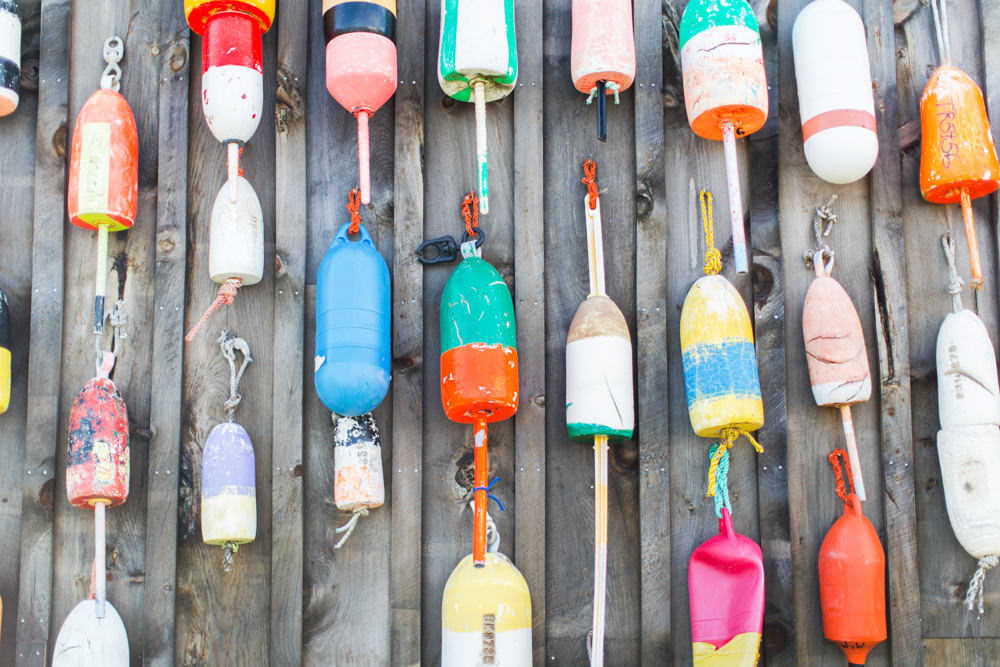 buoys on a wall